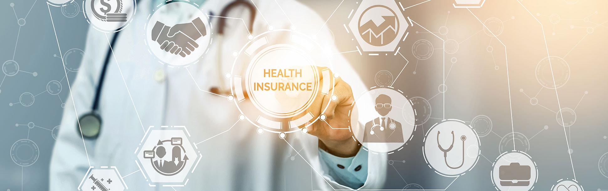 doctor pointing to health insurance image
